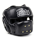 Fairtex Black Full Face Headguard Black Leather
