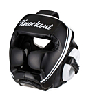 Knockout Balboa Head Guard Black/White KO Leather