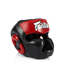 Headguard Fairtex Diagonal Vision Sparring Lace-Up Head black, red