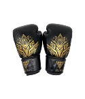 Knockout Muay Thai Training Боксерские перчатки Кожа черные, золотые