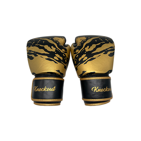Knockout Extreme Muay Thai Боксерские перчатки Кожа черные, золотые