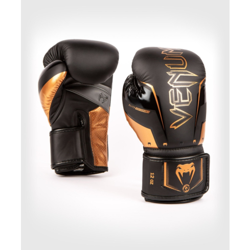 Боксерские перчатки Venum Elite Evo черные, бронзовые