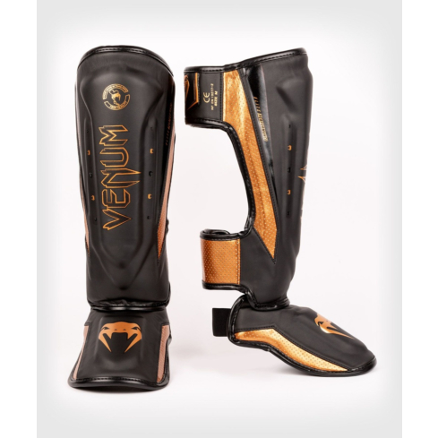 Защита ног Venum Elite Evo черная, бронзовая
