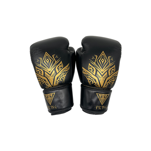 Knockout Muay Thai Training Боксерские перчатки Кожа черные, золотые