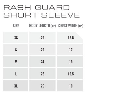 Size Chart ss Rashguard